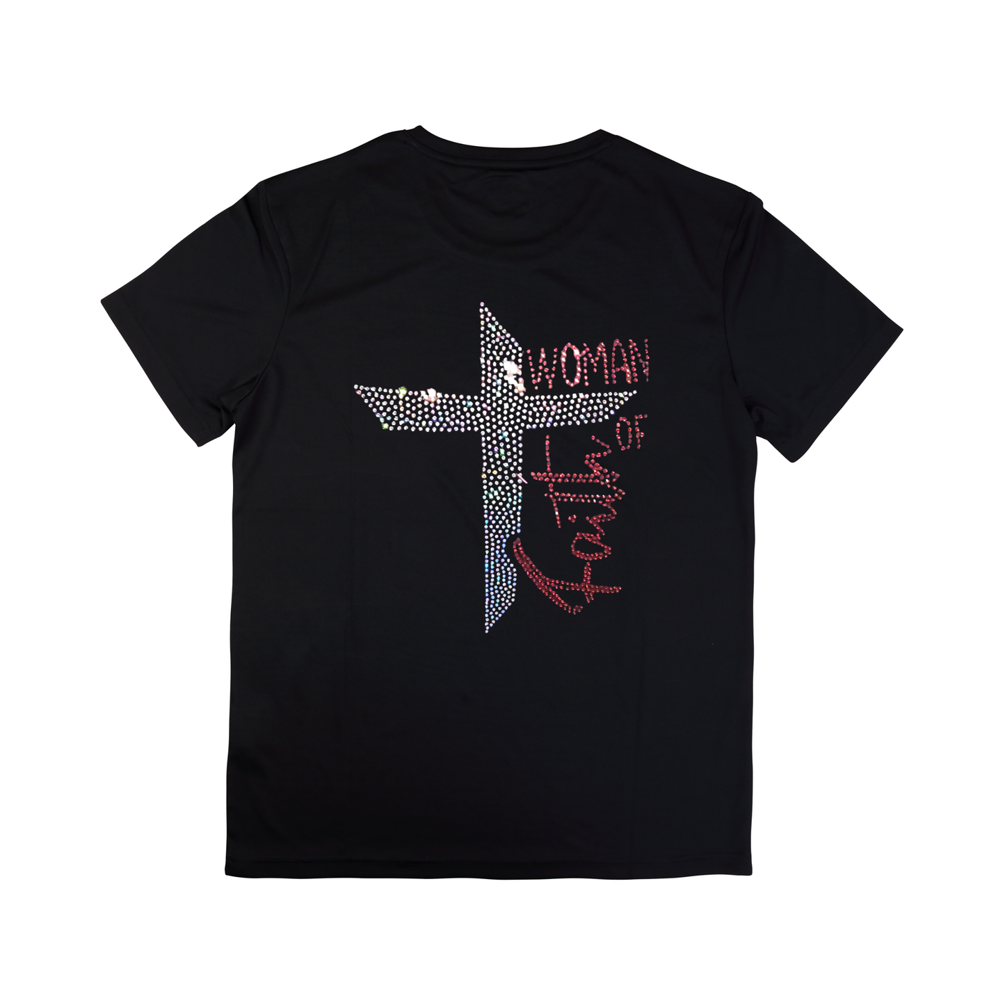Woman Of Faith Rhinestone Blinged Soft Cotton Tee Faith Based Motivational, Inspirational, Christian Apparel
