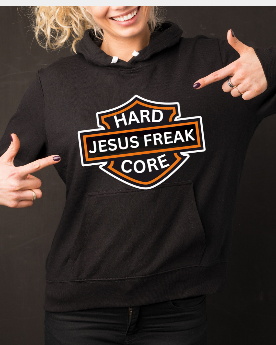 Hard Core Jesus Freak Biker Sweatshirt Hoodie
